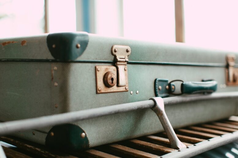 a suitcase on a shelf